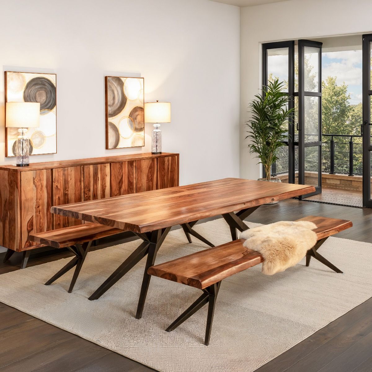Austin Loft 94" Dining Table in Natural Sheesham from Home Trends & Design - Luna Furniture