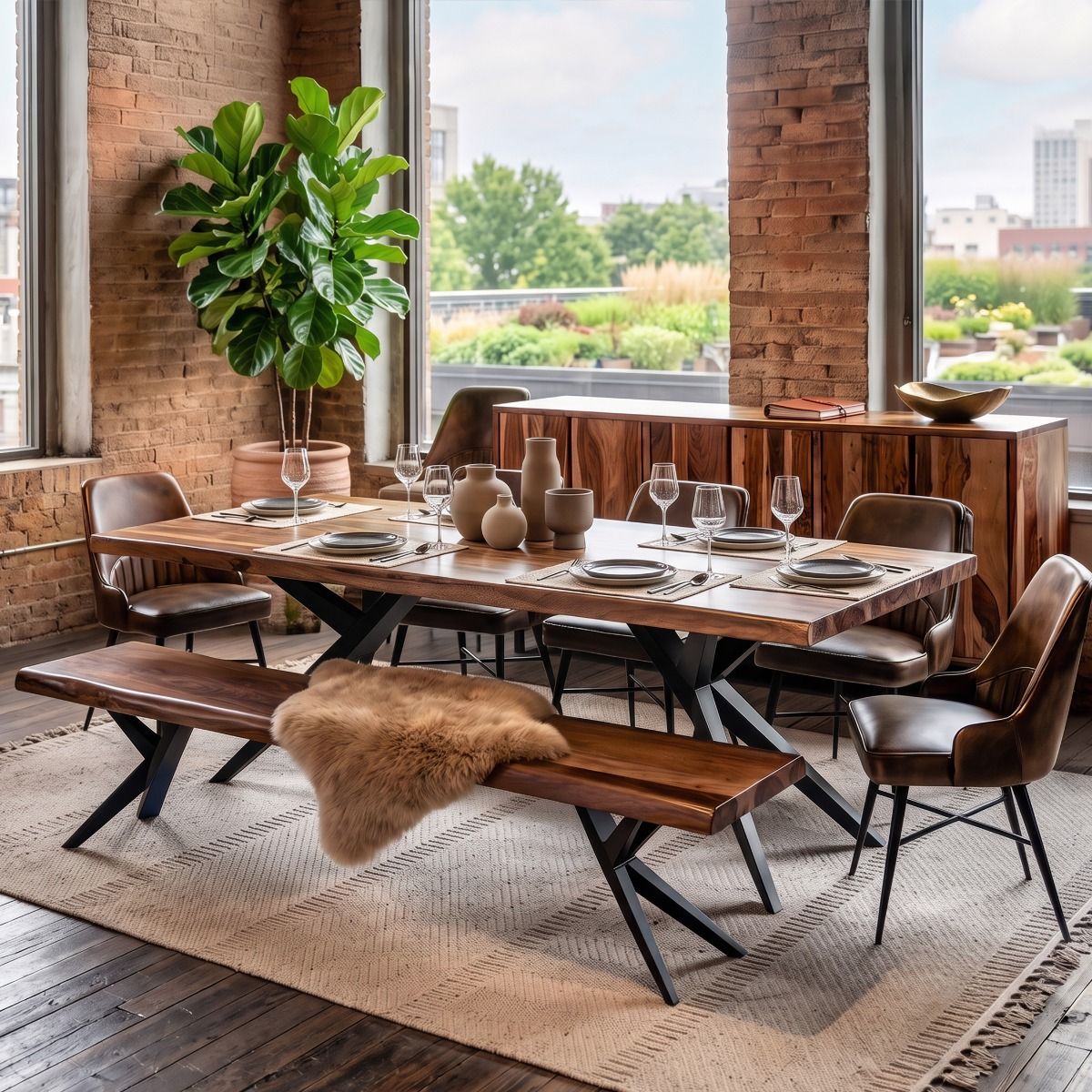 Austin Loft 80" Dining Table in Natural Sheesham from Home Trends & Design - Luna Furniture