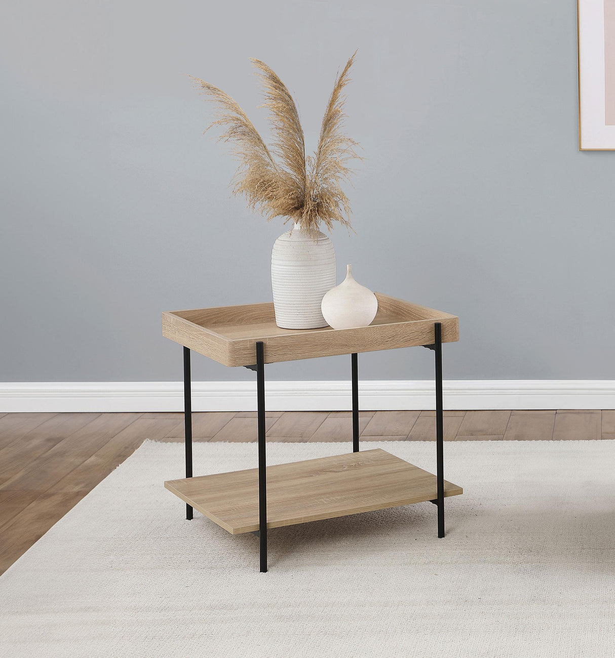 Fallon Light Brown Square Engineered Wood End Table from Coaster - Luna Furniture
