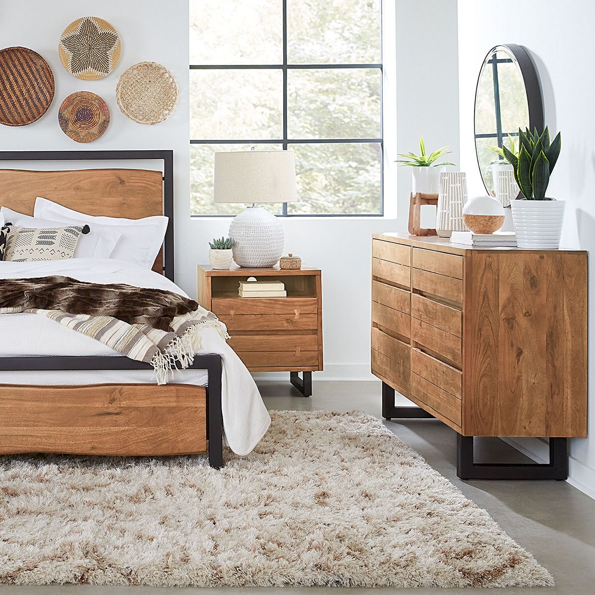 Aspen 58" Six Drawer Dresser in Smoked Acacia from Home Trends & Design - Luna Furniture