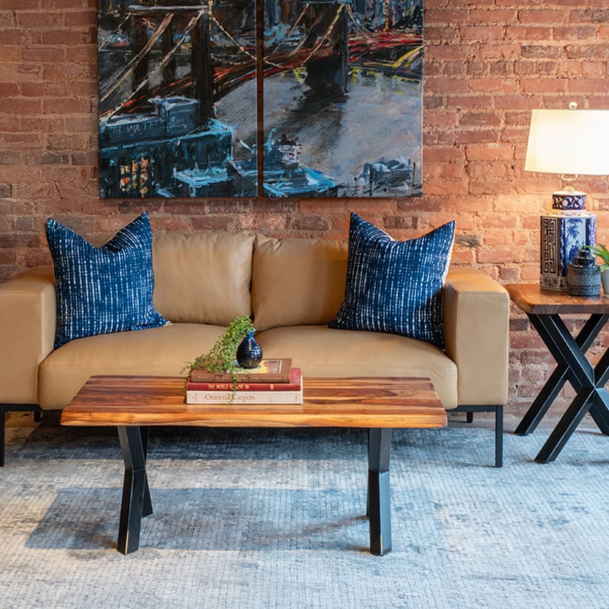 Brisbane 46" Coffee Table in Natural Sheesham Wood and Iron from Home Trends & Design - Luna Furniture