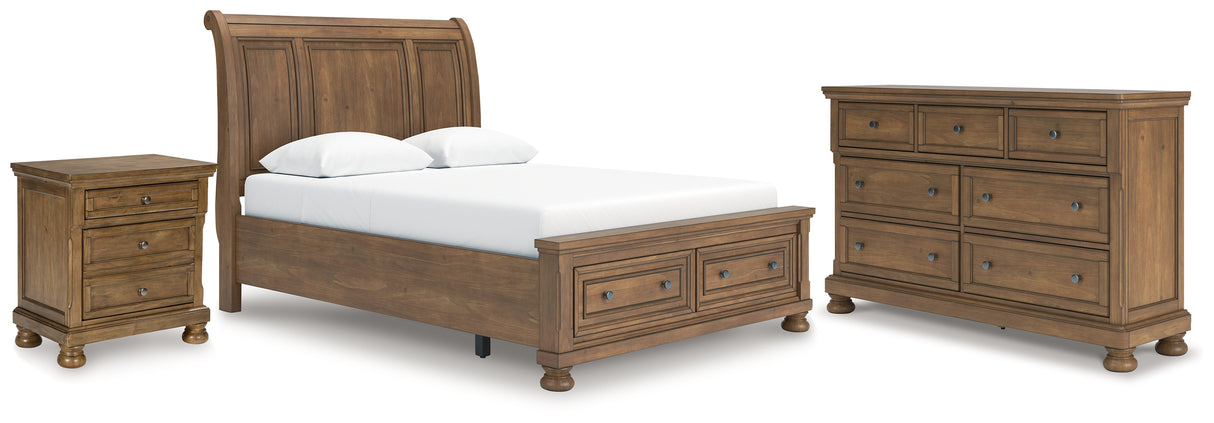 Feddinger Queen Storage Sleigh Bed with Dresser and Nightstand in Medium Brown from Ashley - Luna Furniture