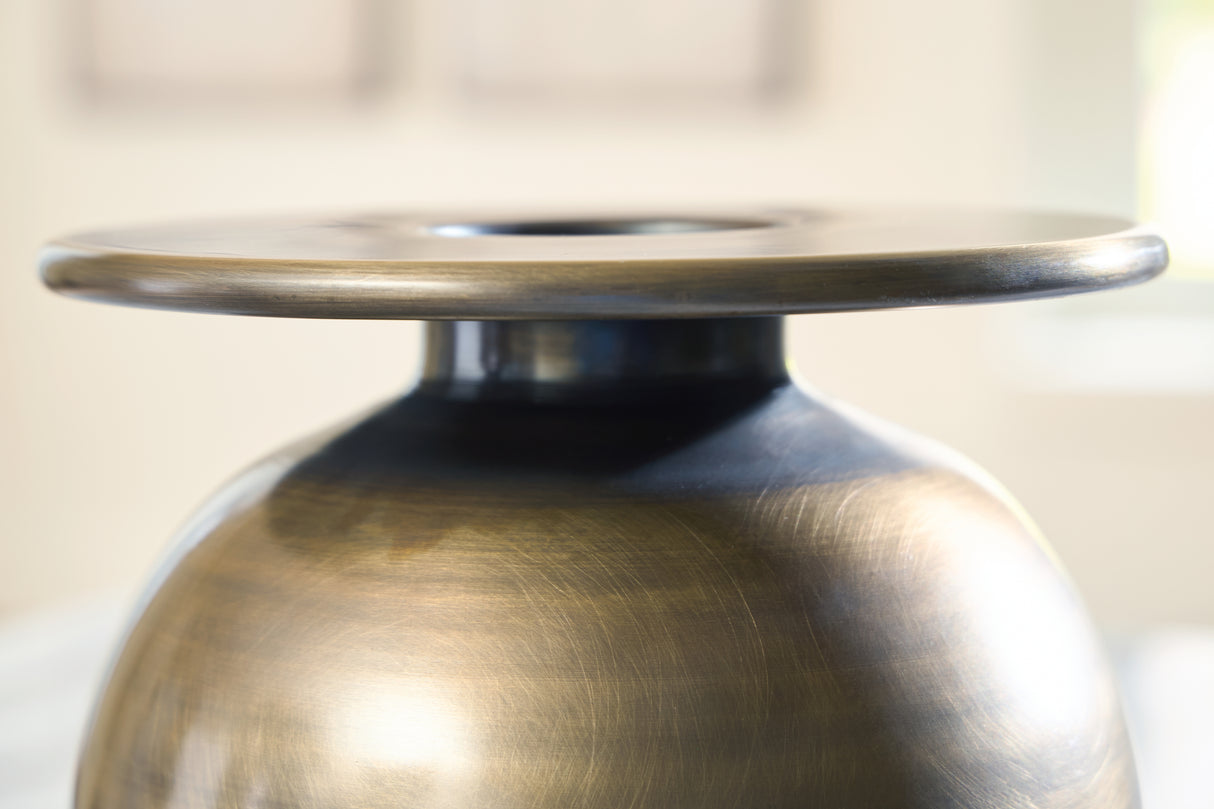 Fedorleigh Antique Brass Finish Vase from Ashley - Luna Furniture