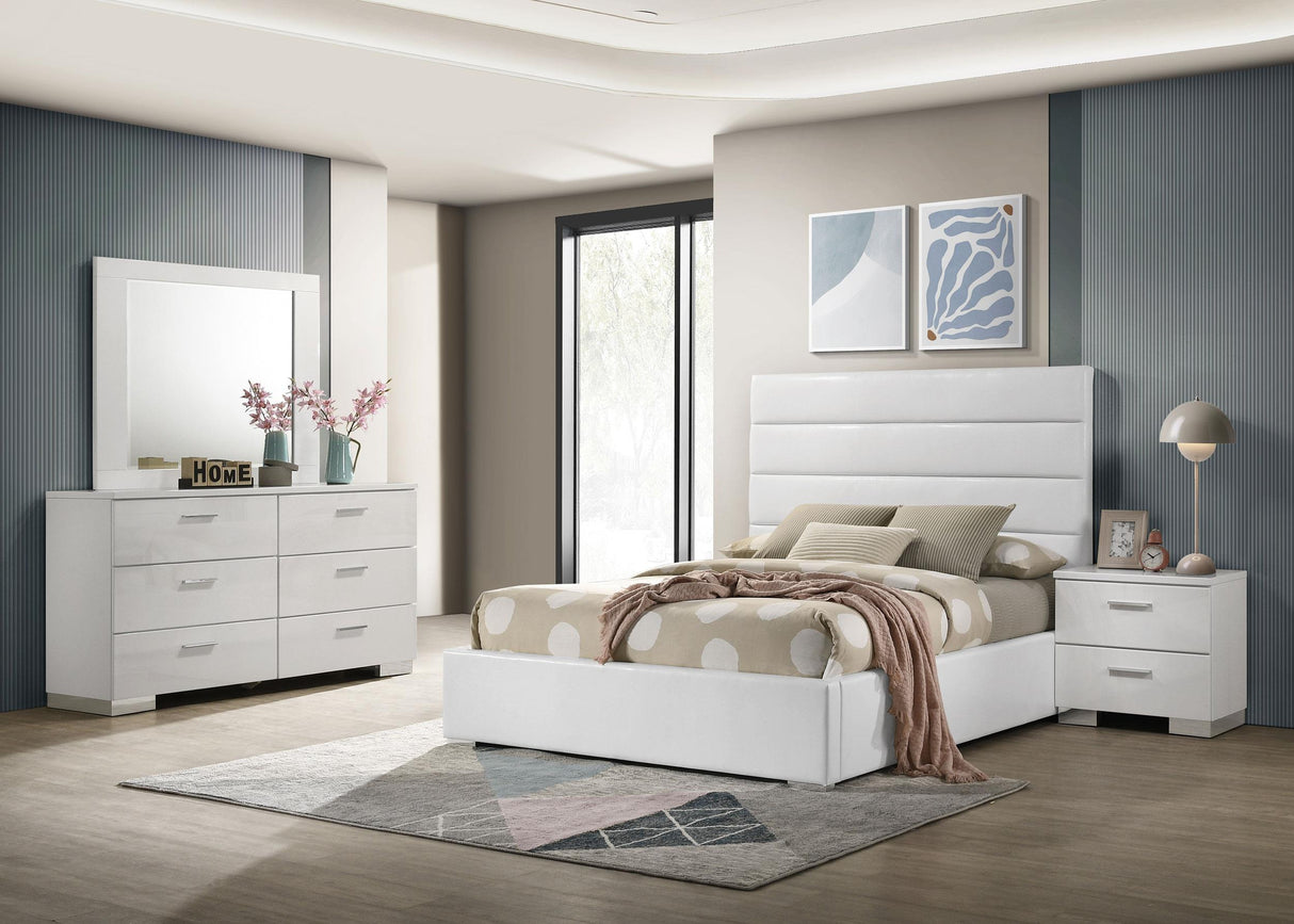 Felicity 4-piece Full Bedroom Set White High Gloss from Coaster - Luna Furniture