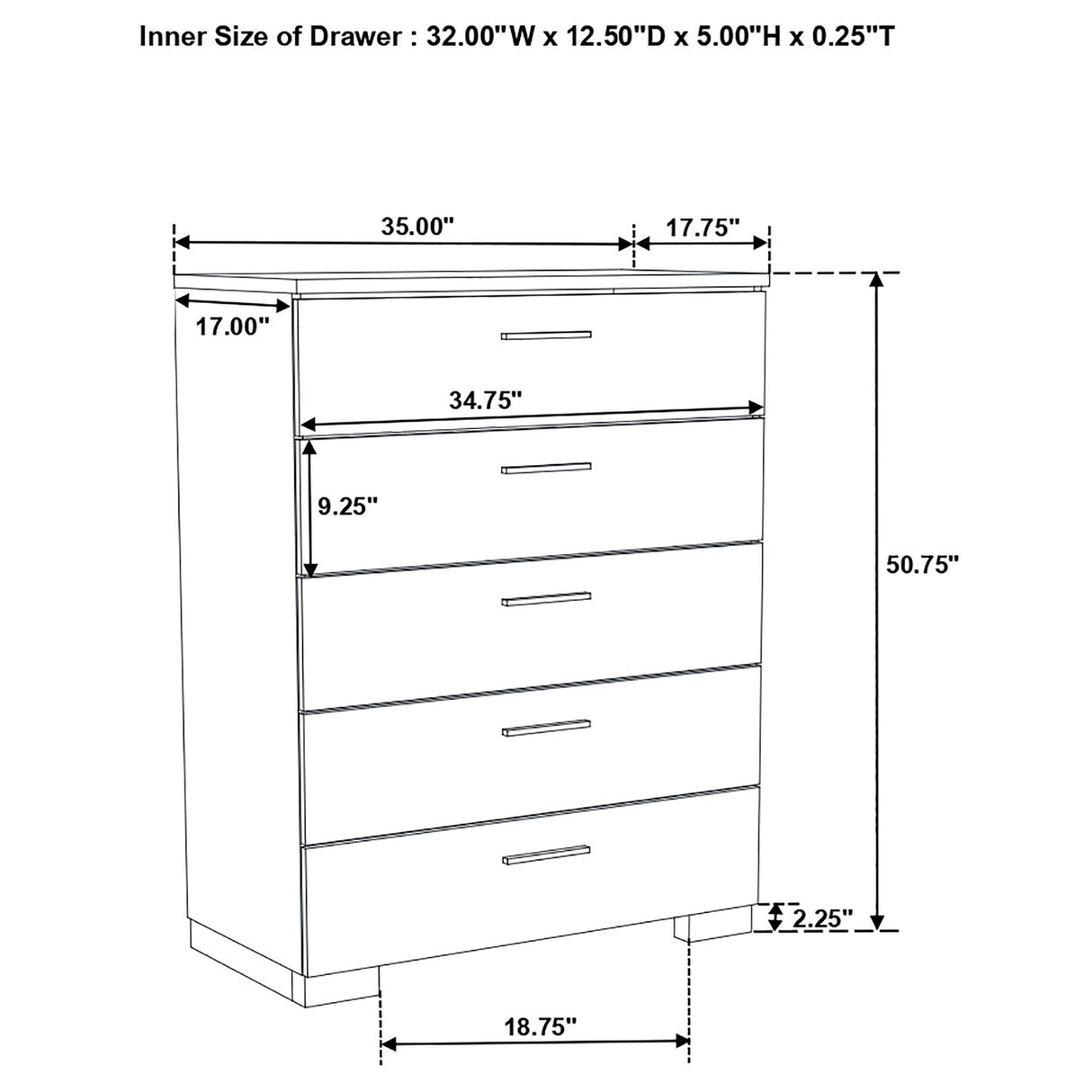 Felicity 5-piece Queen Bedroom Set White High Gloss from Coaster - Luna Furniture