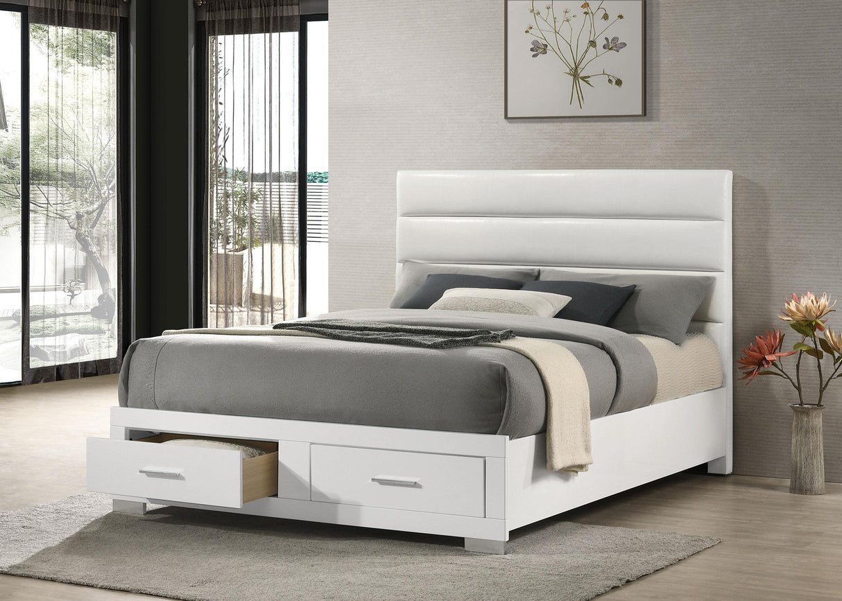 Felicity White High Gloss California King Storage Bed from Coaster - Luna Furniture
