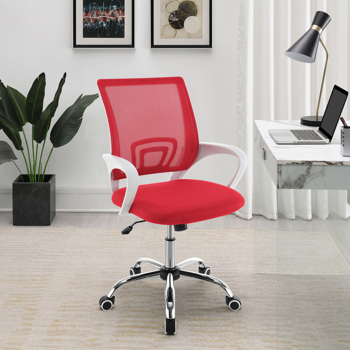Felton Red Upholstered Adjustable Home Office Desk Chair from Coaster - Luna Furniture