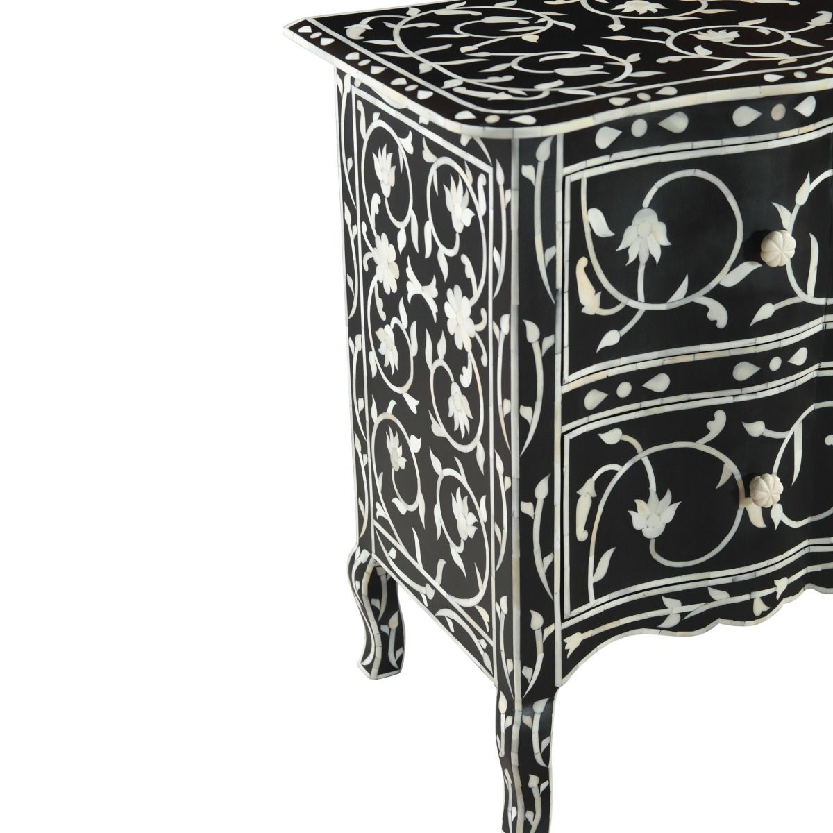 Fleur 42" Two Drawer Chest with Floral Horn Inlay from Home Trends & Design - Luna Furniture