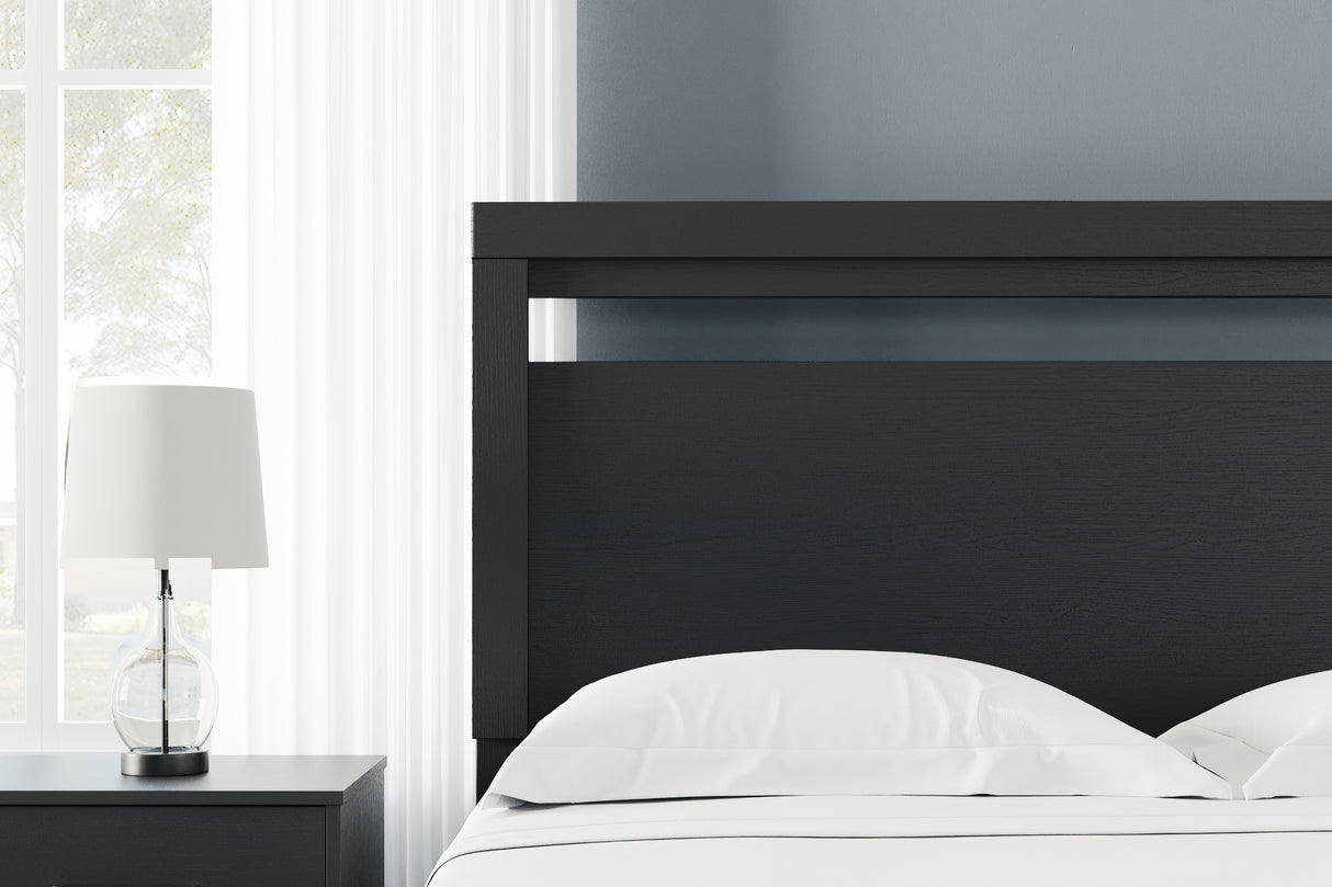 Finch Queen Panel Headboard with Dresser and 2 Nightstands in Black from Ashley - Luna Furniture