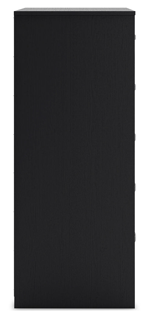 Finch Queen Panel Headboard with Dresser and Chest in Black from Ashley - Luna Furniture