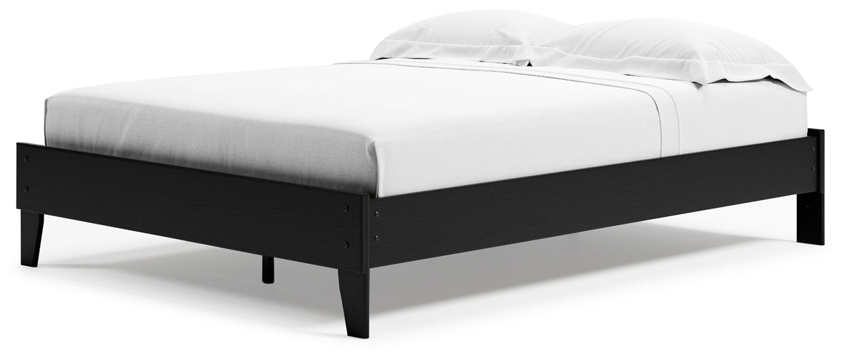 Finch Queen Platform Bed with Dresser and Chest in Black from Ashley - Luna Furniture