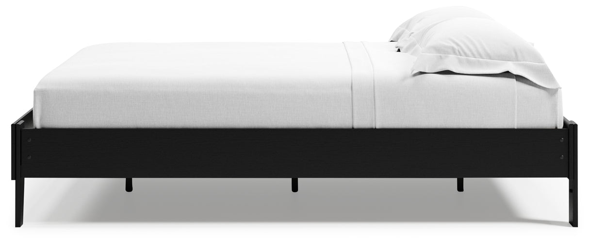 Finch Queen Platform Bed with Dresser, Chest and 2 Nightstands in Black from Ashley - Luna Furniture