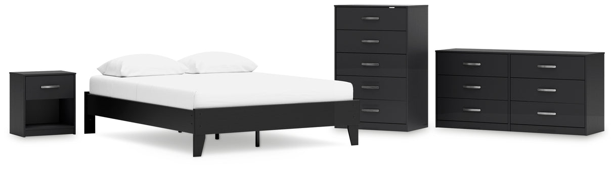 Finch Queen Platform Bed with Dresser, Chest and Nightstand in Black from Ashley - Luna Furniture