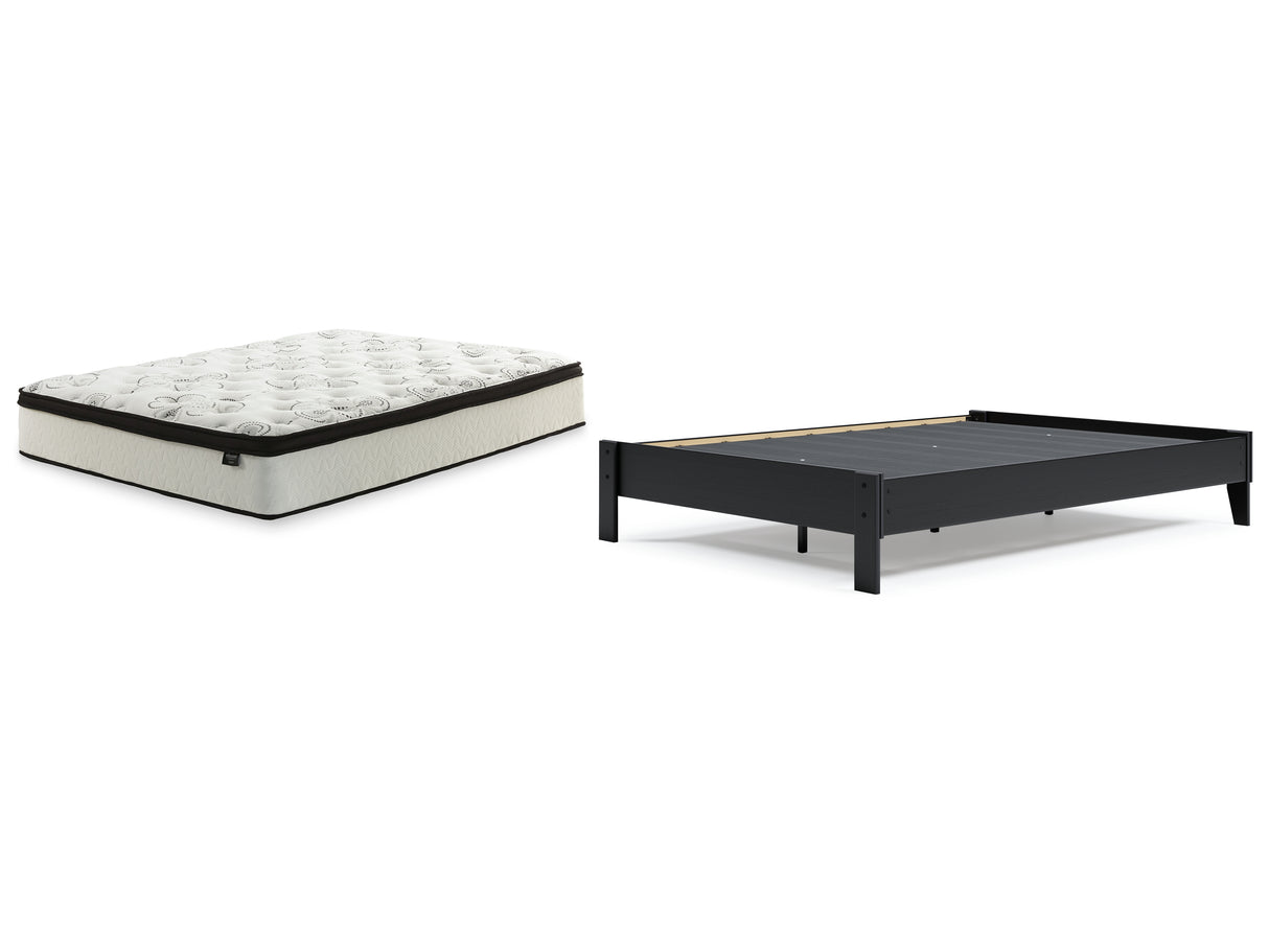 Finch Queen Platform Bed with Mattress in Black from Ashley - Luna Furniture