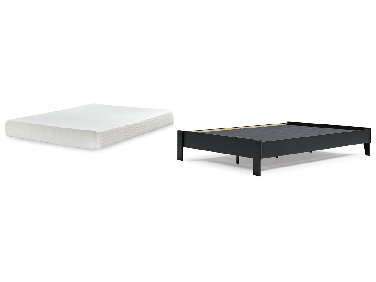 Finch Queen Platform Bed with Mattress in Black from Ashley - Luna Furniture
