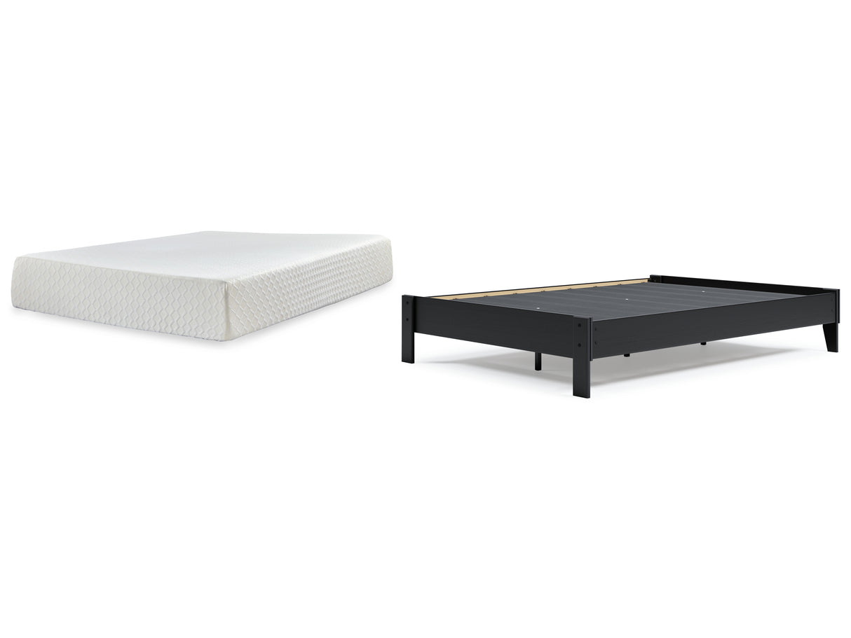 Finch Queen Platform Bed with Mattress in Black from Ashley - Luna Furniture