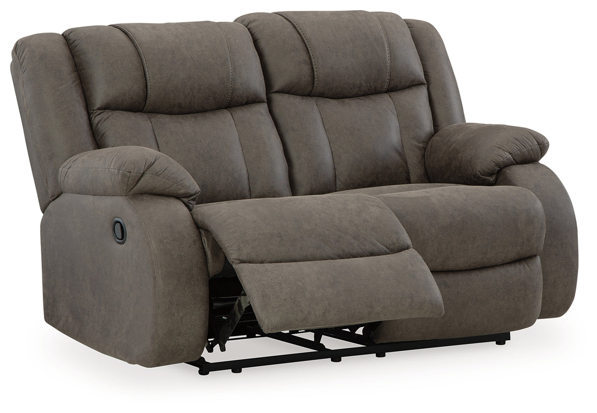 First Base Sofa, Loveseat and Recliner in Gunmetal from Ashley - Luna Furniture