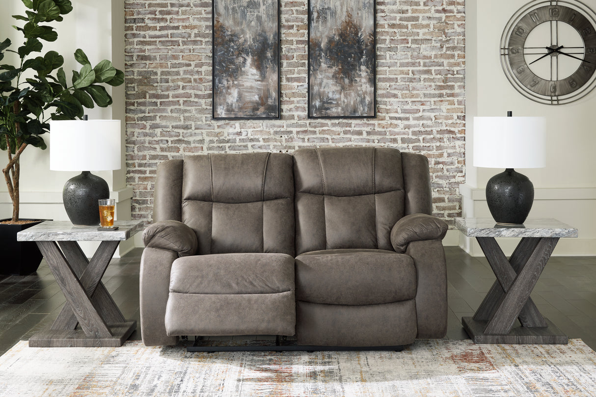 First Base Sofa, Loveseat and Recliner in Gunmetal from Ashley - Luna Furniture