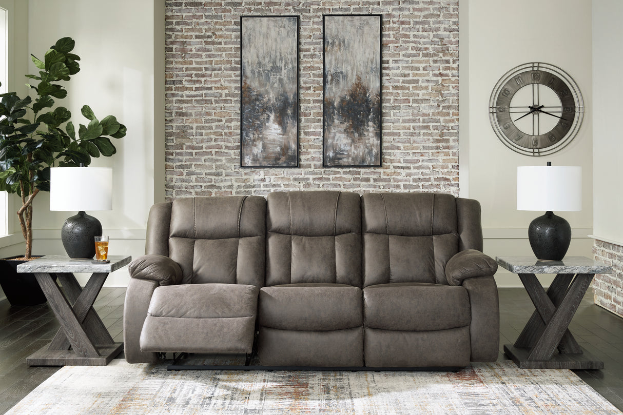 First Base Sofa, Loveseat and Recliner in Gunmetal from Ashley - Luna Furniture
