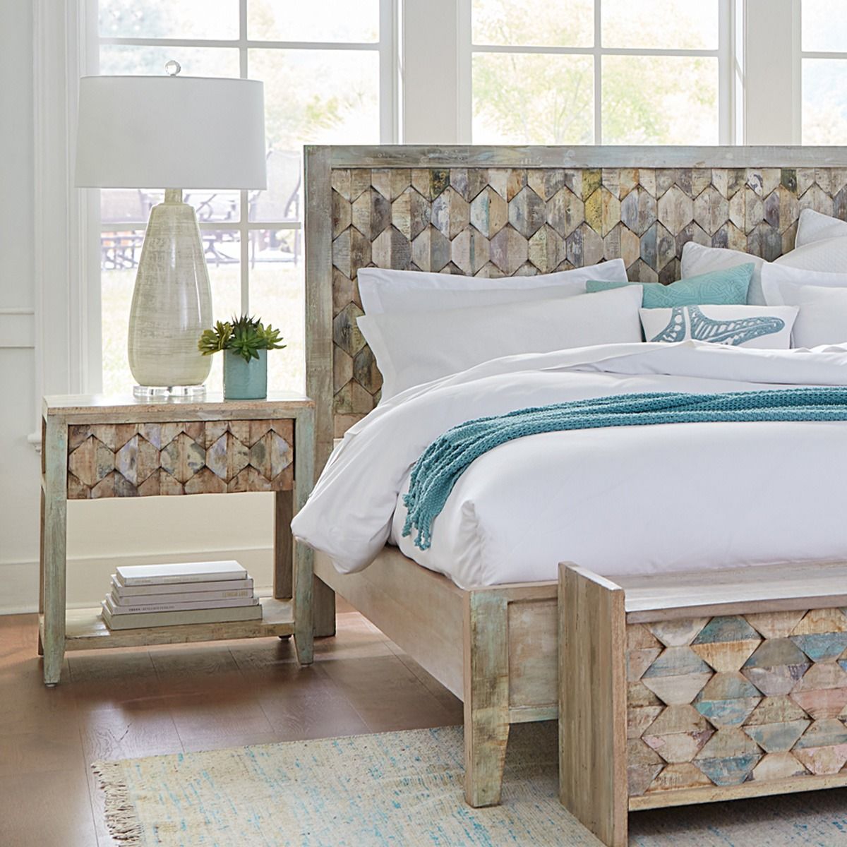 Ibiza 24" Nightstand in Vintage Teal Reclaimed Wood from Home Trends & Design - Luna Furniture