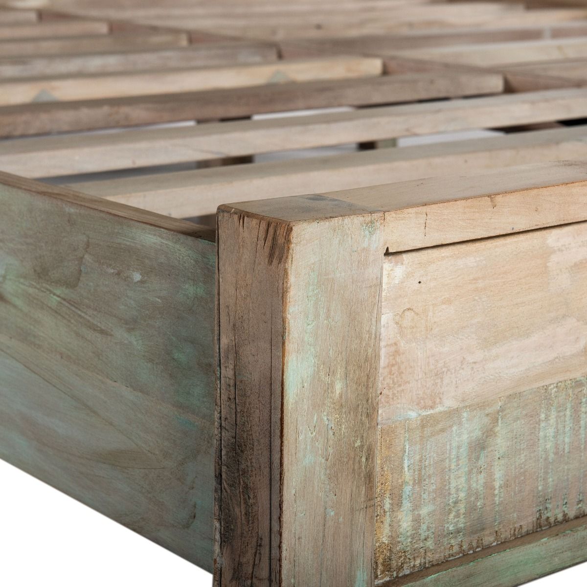 Ibiza Queen Bed in Vintage Teal Reclaimed Wood from Home Trends & Design - Luna Furniture