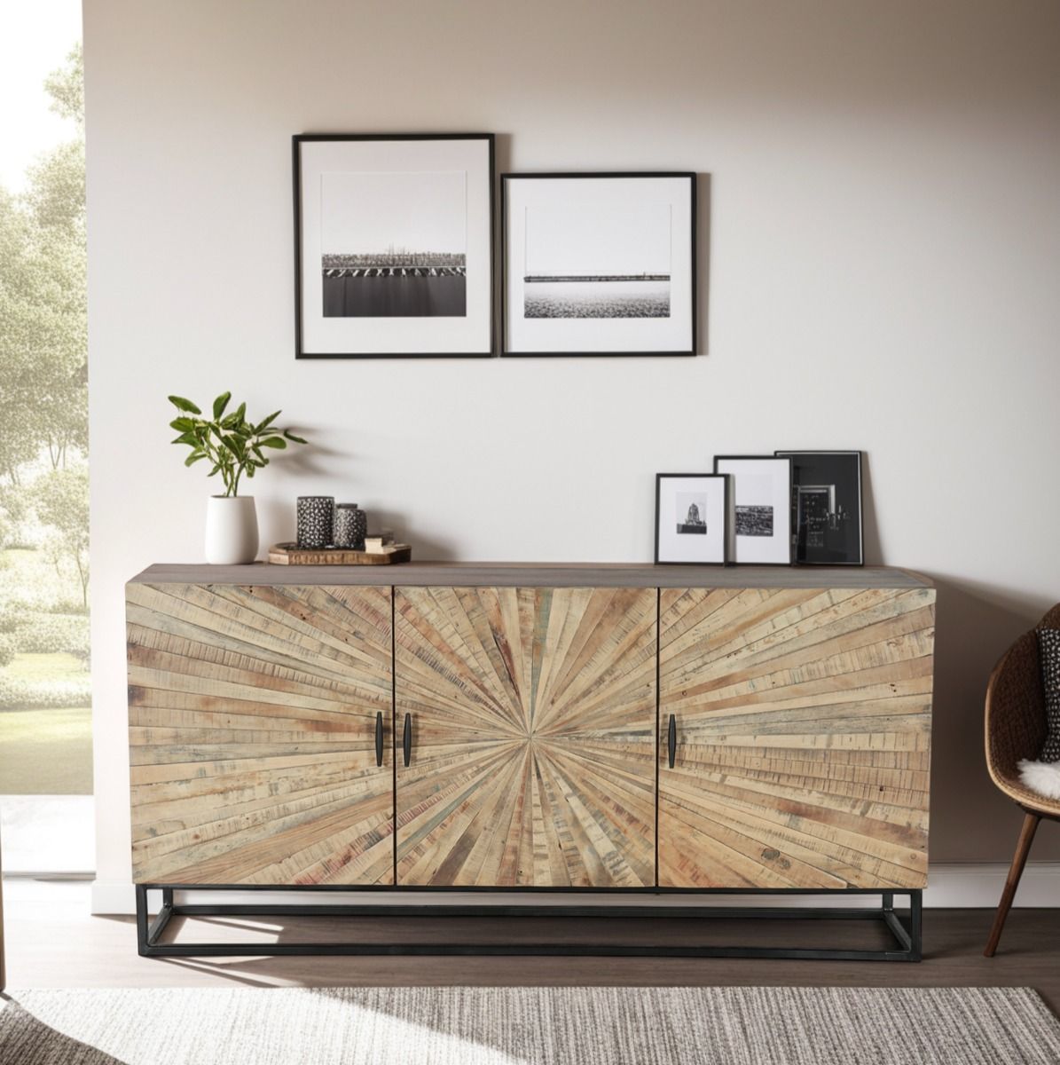 Jaipur Sunburst 63" Sideboard in Reclaimed Wood from Home Trends & Design - Luna Furniture
