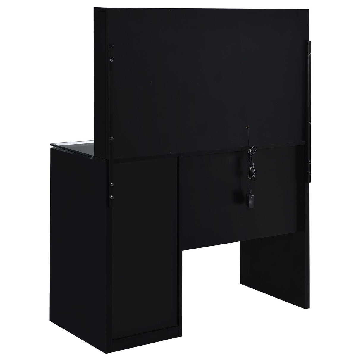 Flora 2-drawer Vanity Set with LED Mirror Black High Gloss from Coaster - Luna Furniture