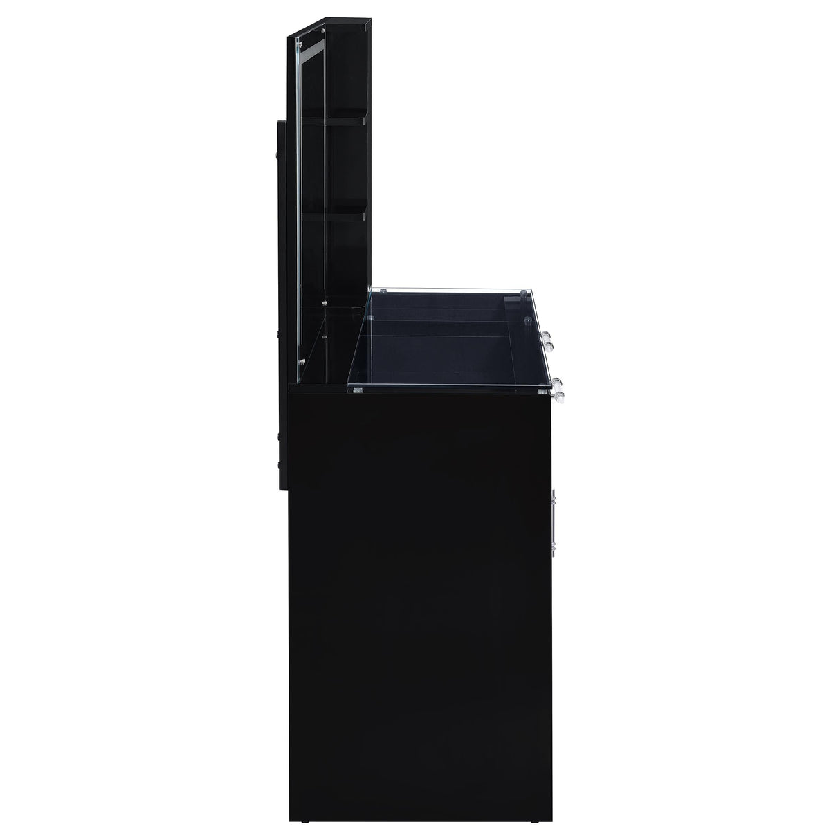 Flora 2-drawer Vanity Set with LED Mirror Black High Gloss from Coaster - Luna Furniture