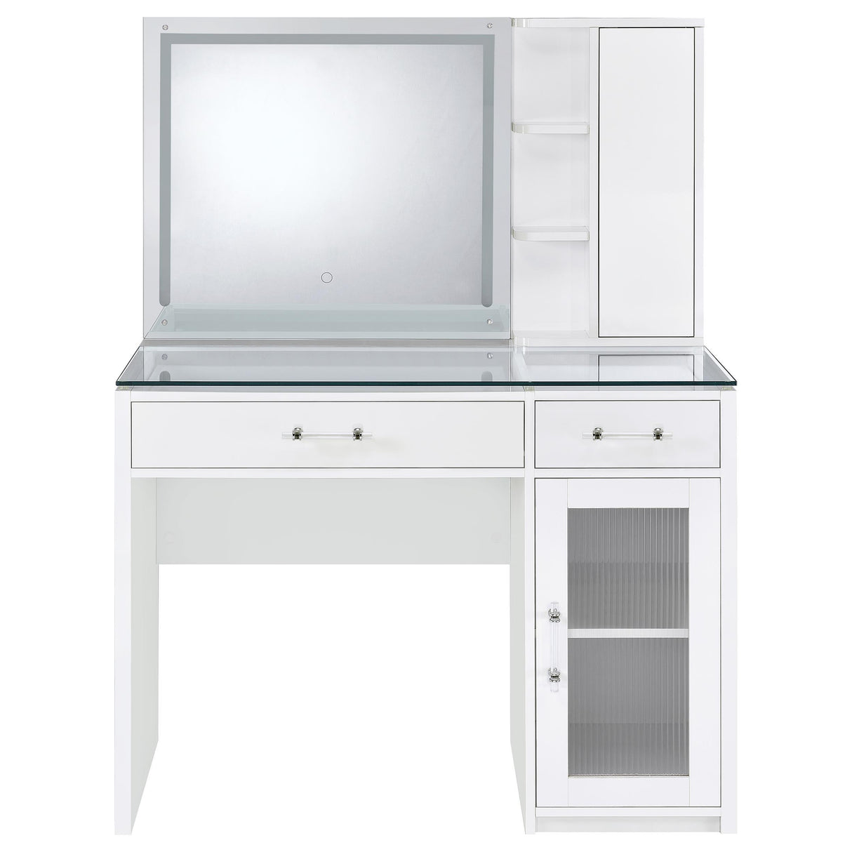 Flora 2-drawer Vanity Set with LED Mirror White High Gloss from Coaster - Luna Furniture