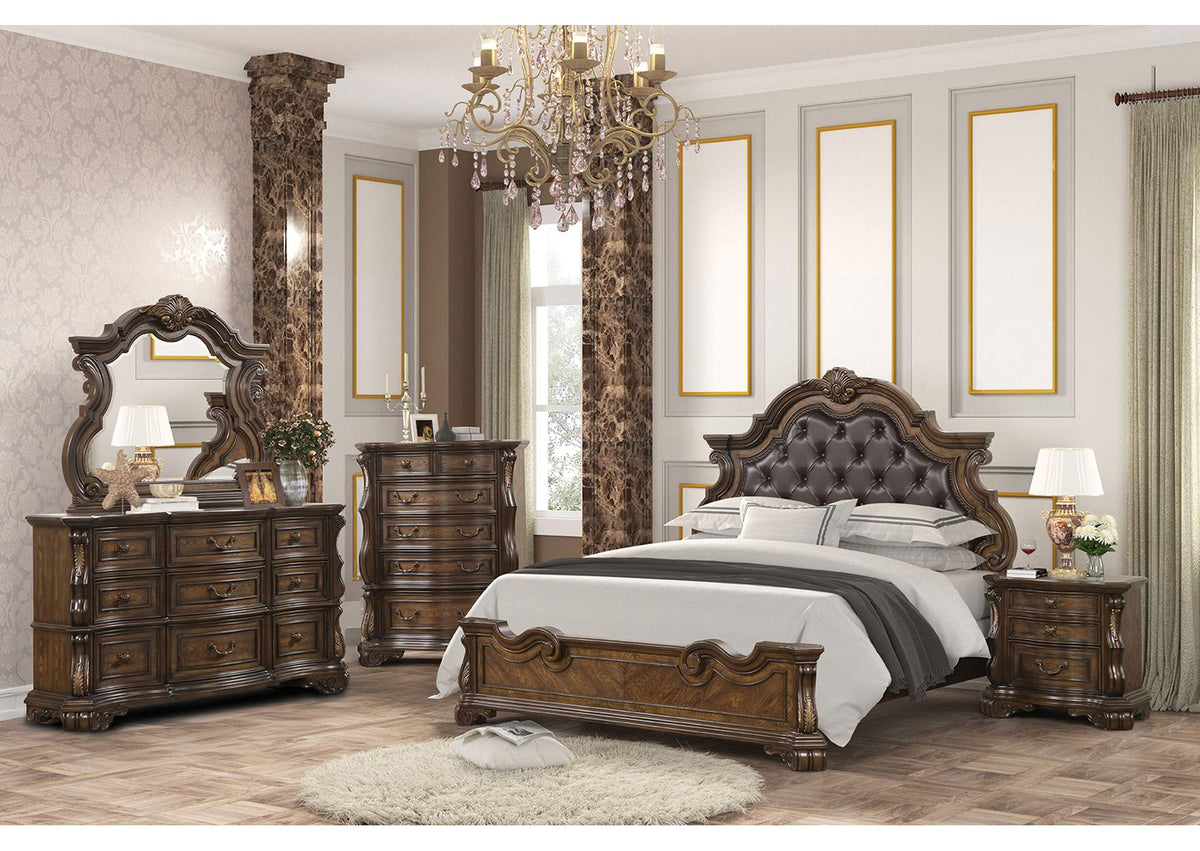 Leovanni Dark Brown Eastern King Bed from Furniture of America - Luna Furniture