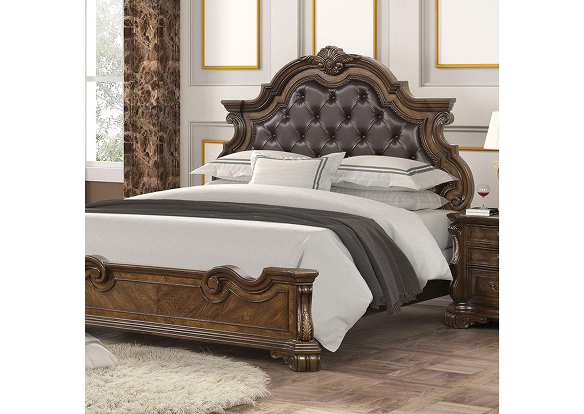 Leovanni Dark Brown Eastern King Bed from Furniture of America - Luna Furniture