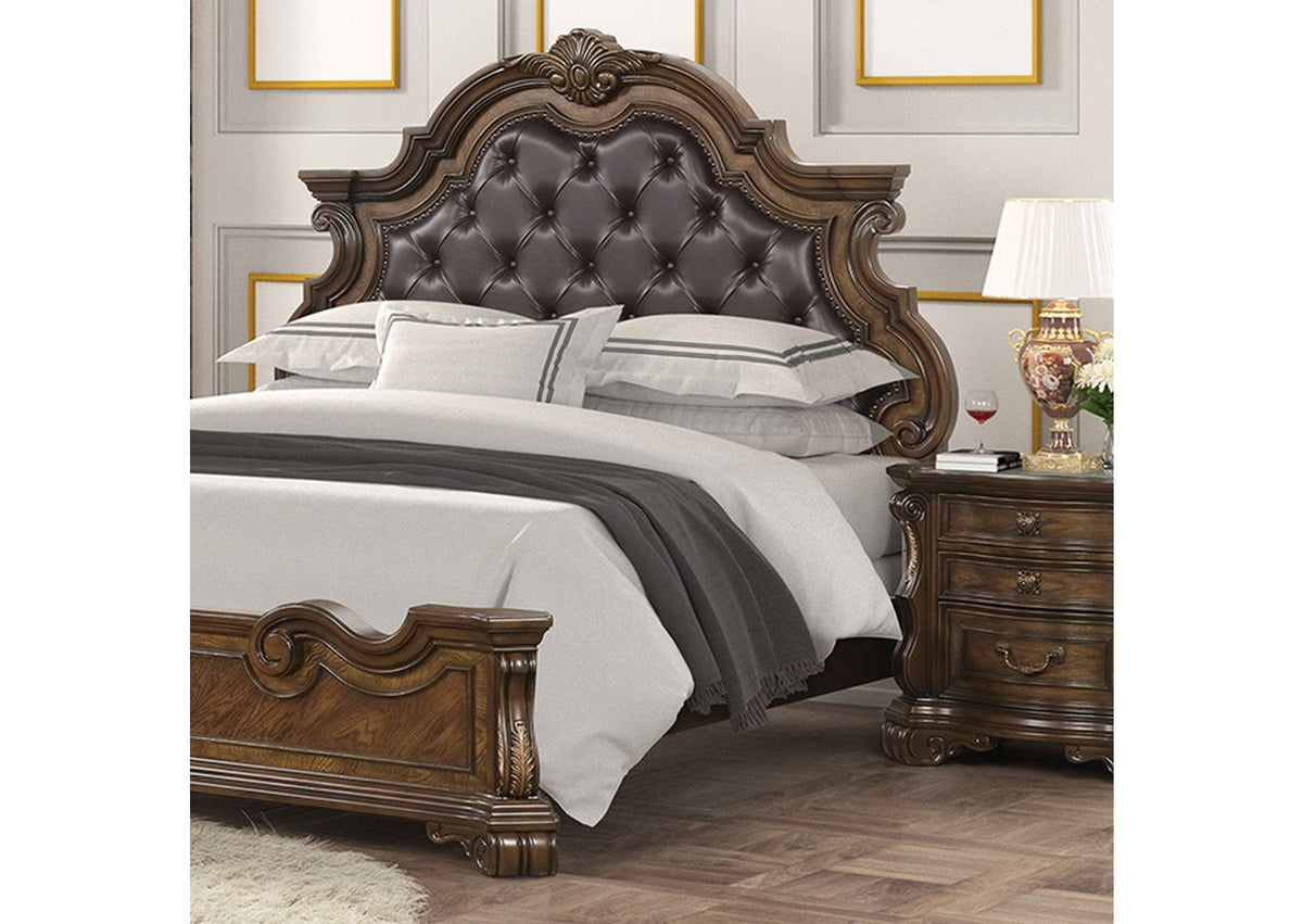 Leovanni Dark Brown Eastern King Bed from Furniture of America - Luna Furniture