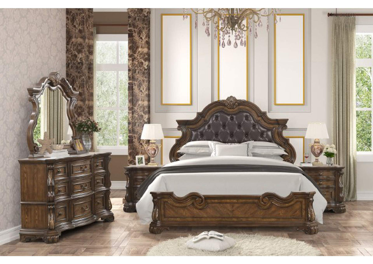 Leovanni Dark Brown Eastern King Bed from Furniture of America - Luna Furniture