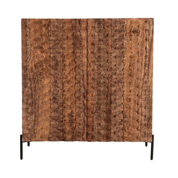 Miles 39" Bar Cabinet in Carved Brownstone