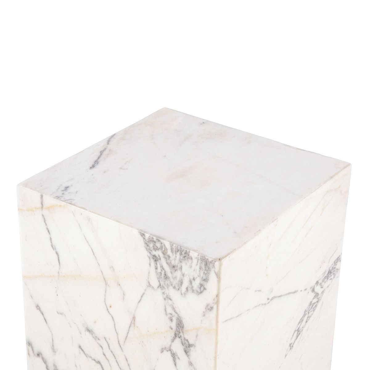 Nile 15" Drum Side Table in Alabaster Marble from Home Trends & Design - Luna Furniture