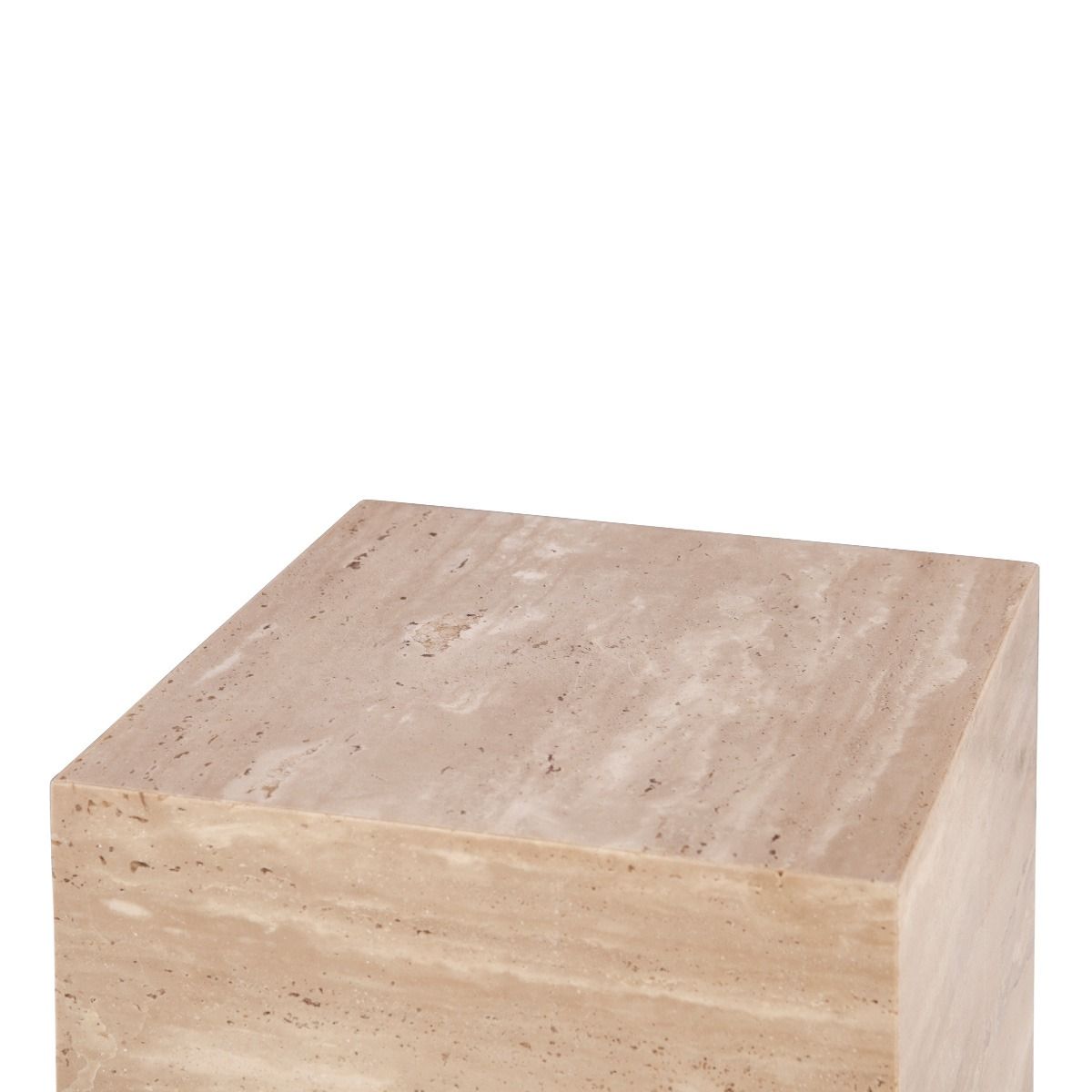 Nile 18" Drum Side Table in Travertine Stone from Home Trends & Design - Luna Furniture