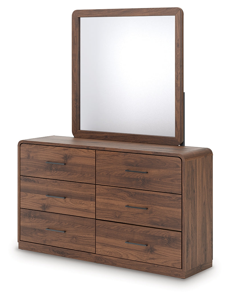Fortlorn Walnut Brown Dresser and Mirror from Ashley - Luna Furniture