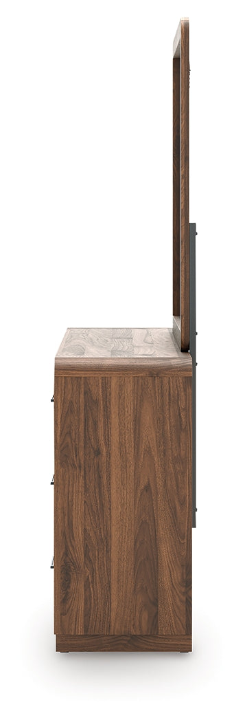 Fortlorn Walnut Brown Dresser and Mirror from Ashley - Luna Furniture