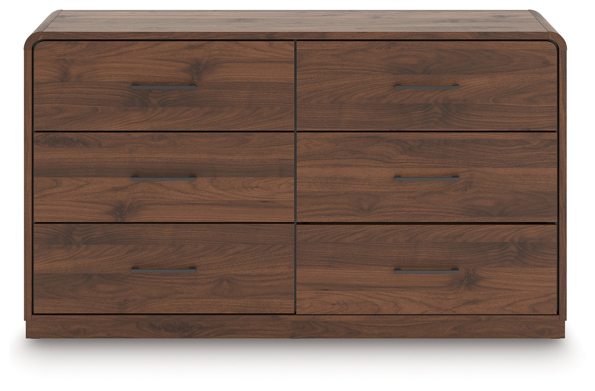 Fortlorn Walnut Brown King Panel Bed, Dresser and Nightstand from Ashley - Luna Furniture