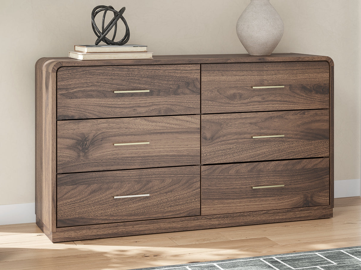 Fortlorn Walnut Brown King Panel Bed, Dresser and Nightstand from Ashley - Luna Furniture