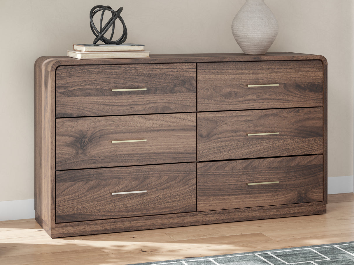 Fortlorn Walnut Brown King Panel Bed, Dresser and Nightstand from Ashley - Luna Furniture
