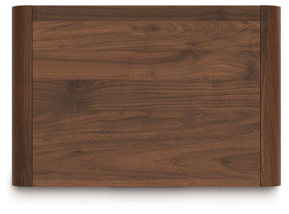 Fortlorn Walnut Brown Queen Panel Bed, Dresser, Mirror and Nightstand from Ashley - Luna Furniture