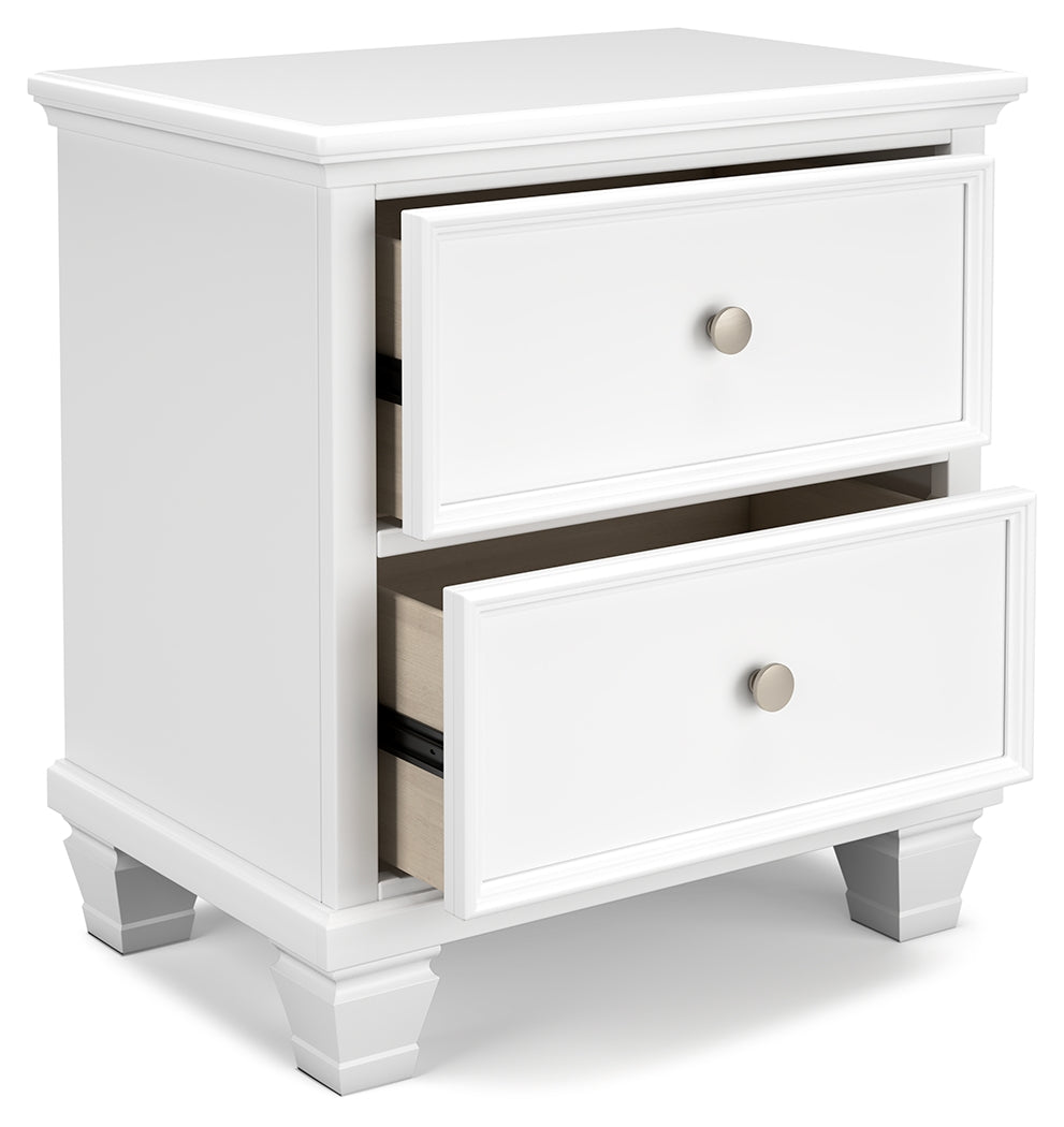 Fortman California King Panel Bed with Mirrored Dresser, Chest and 2 Nightstands in White from Ashley - Luna Furniture