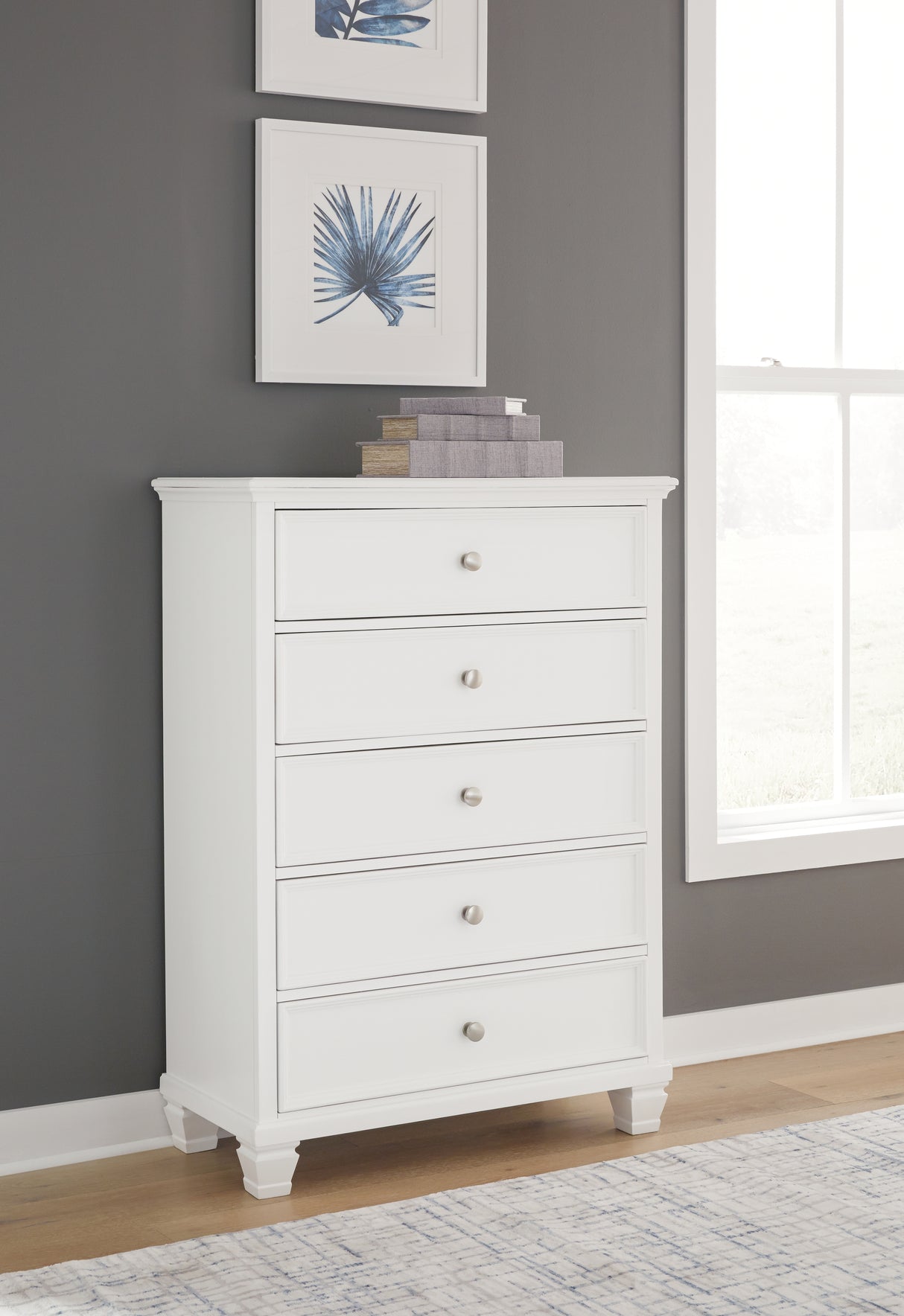 Fortman California King Panel Bed with Mirrored Dresser, Chest and Nightstand in White from Ashley - Luna Furniture