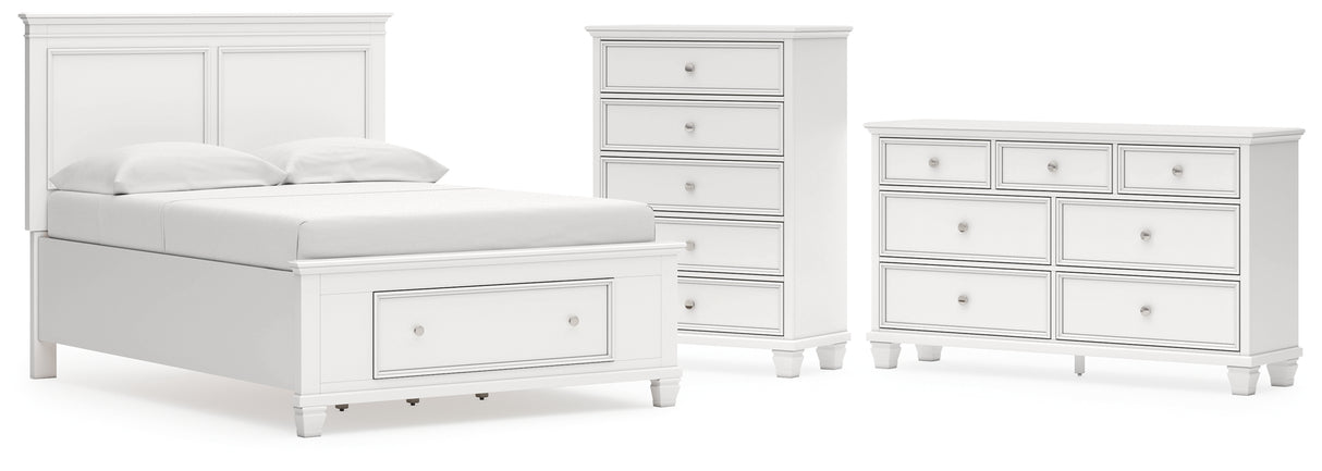 Fortman Full Panel Storage Bed with Dresser and Chest in White from Ashley - Luna Furniture