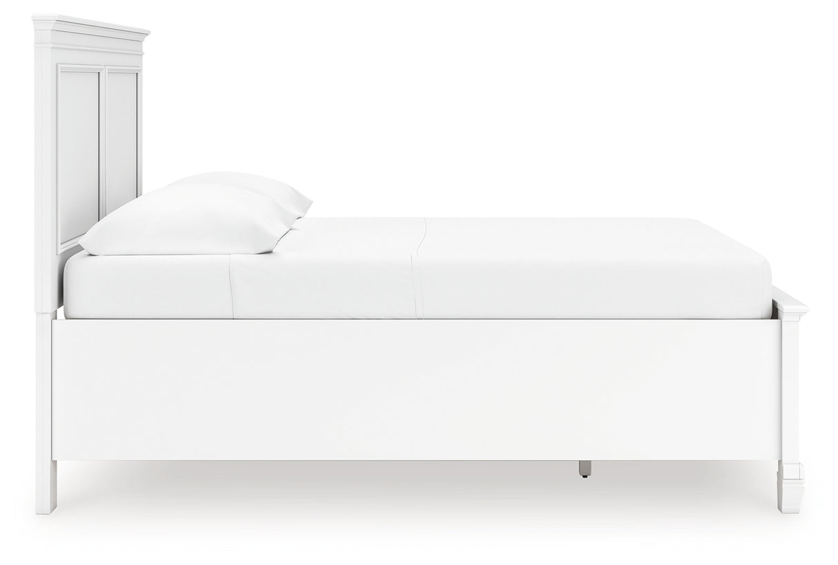 Fortman Full Panel Storage Bed with Mirrored Dresser and Nightstand in White from Ashley Furniture - Luna Furniture