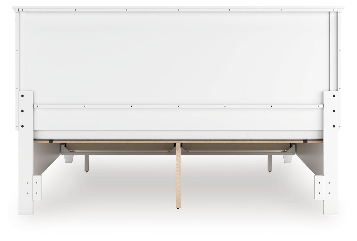 Fortman King Panel Storage Bed with Mirrored Dresser and Nightstand in White from Ashley Furniture - Luna Furniture