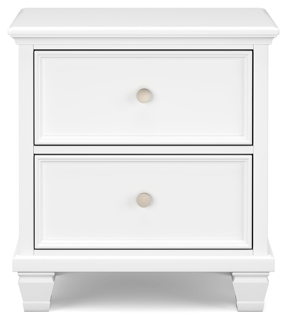Fortman King Panel Storage Bed with Mirrored Dresser and Nightstand in White from Ashley Furniture - Luna Furniture