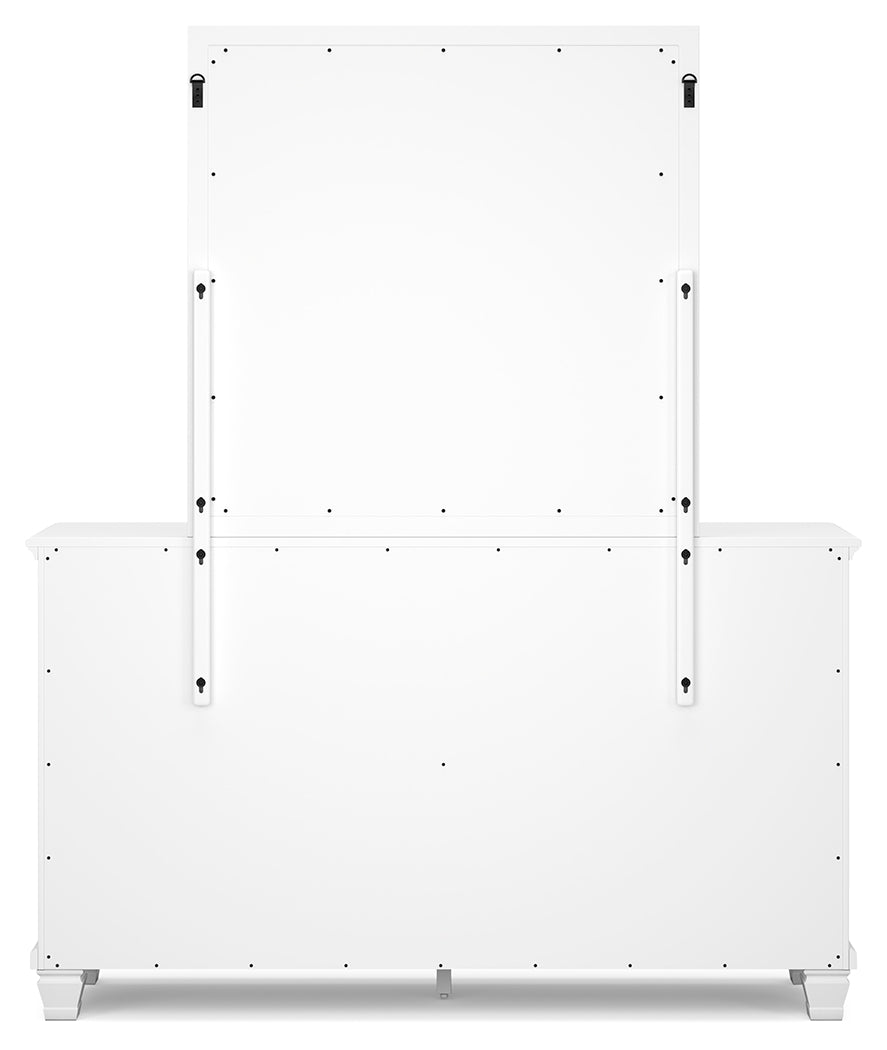 Fortman King Panel Storage Bed with Mirrored Dresser and Nightstand in White from Ashley Furniture - Luna Furniture