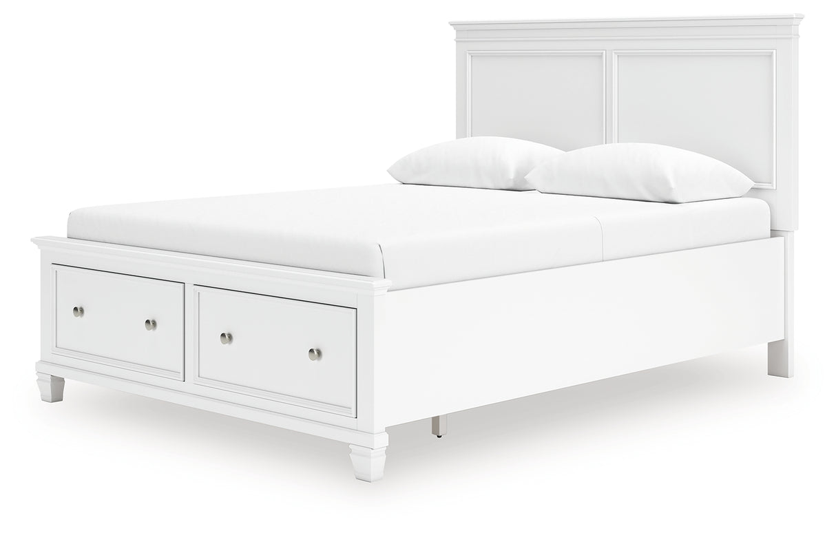 Fortman Queen Panel Storage Bed with Dresser in White from Ashley - Luna Furniture